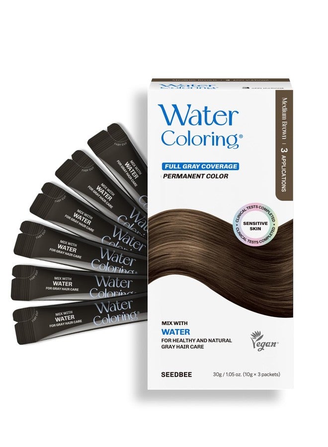 Seedbee Korean Permanent Hair Dye, Powder Hair Color Kit, Medium Brown, Gray Hair Coverage, Plant-Based Formula, Easy Application for Roots, Short & Long Hair, Vegan, Just Mix with Water (6 Powder Packets) - Image 1